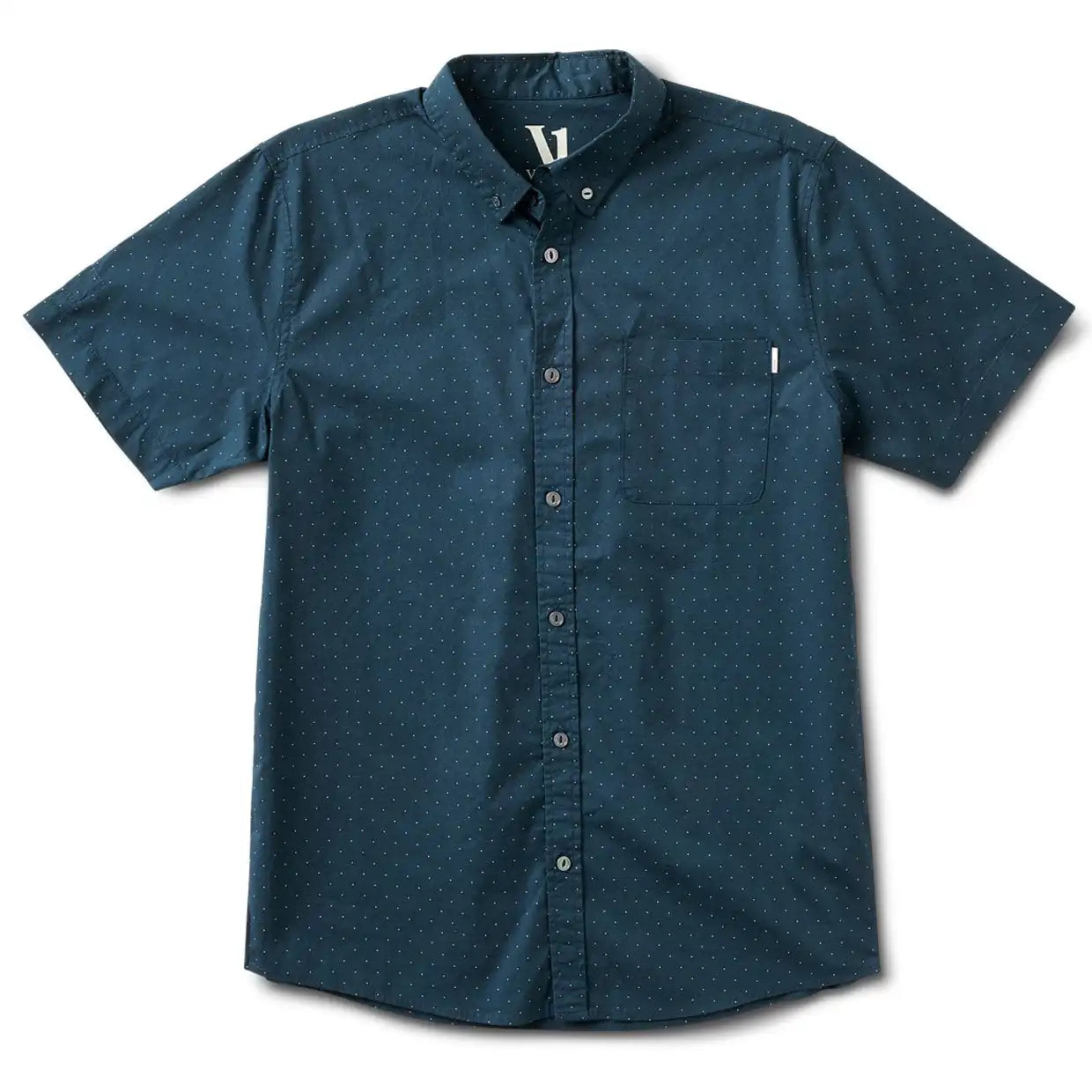 Crest Short-Sleeve Button-Down | Indigo Micro Dot