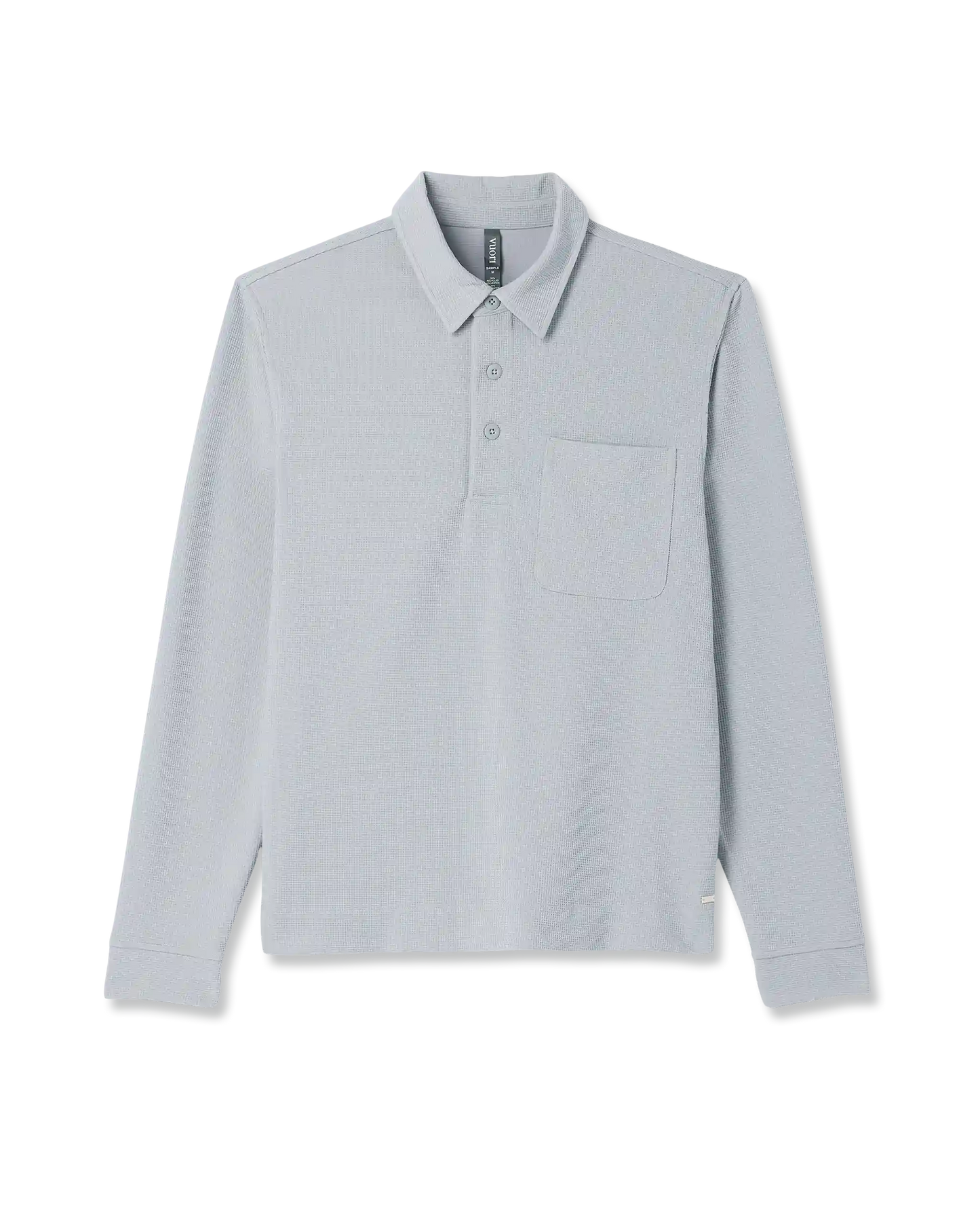 Long Sleeve Waffle Polo | Sea Fog