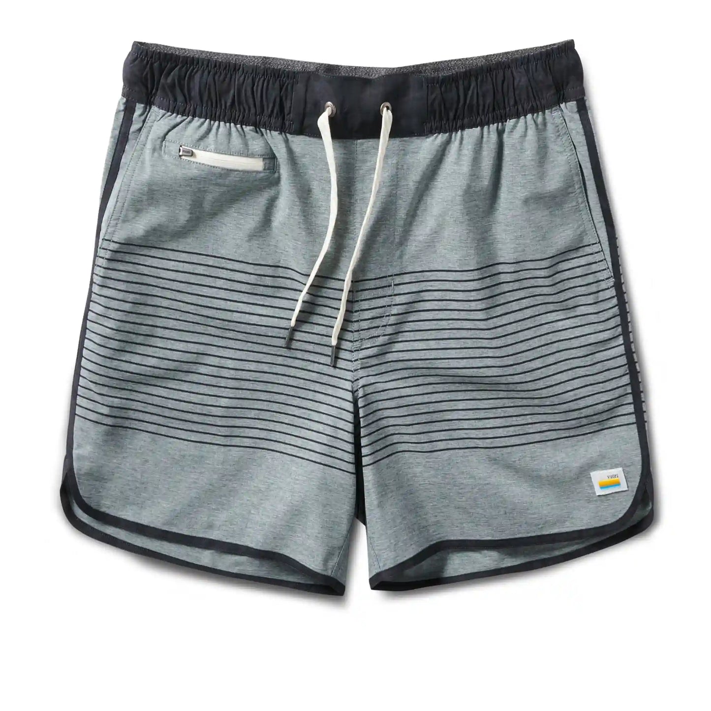 Banks Short Unlined 5" | Steel Blue Linen Texture Stripe