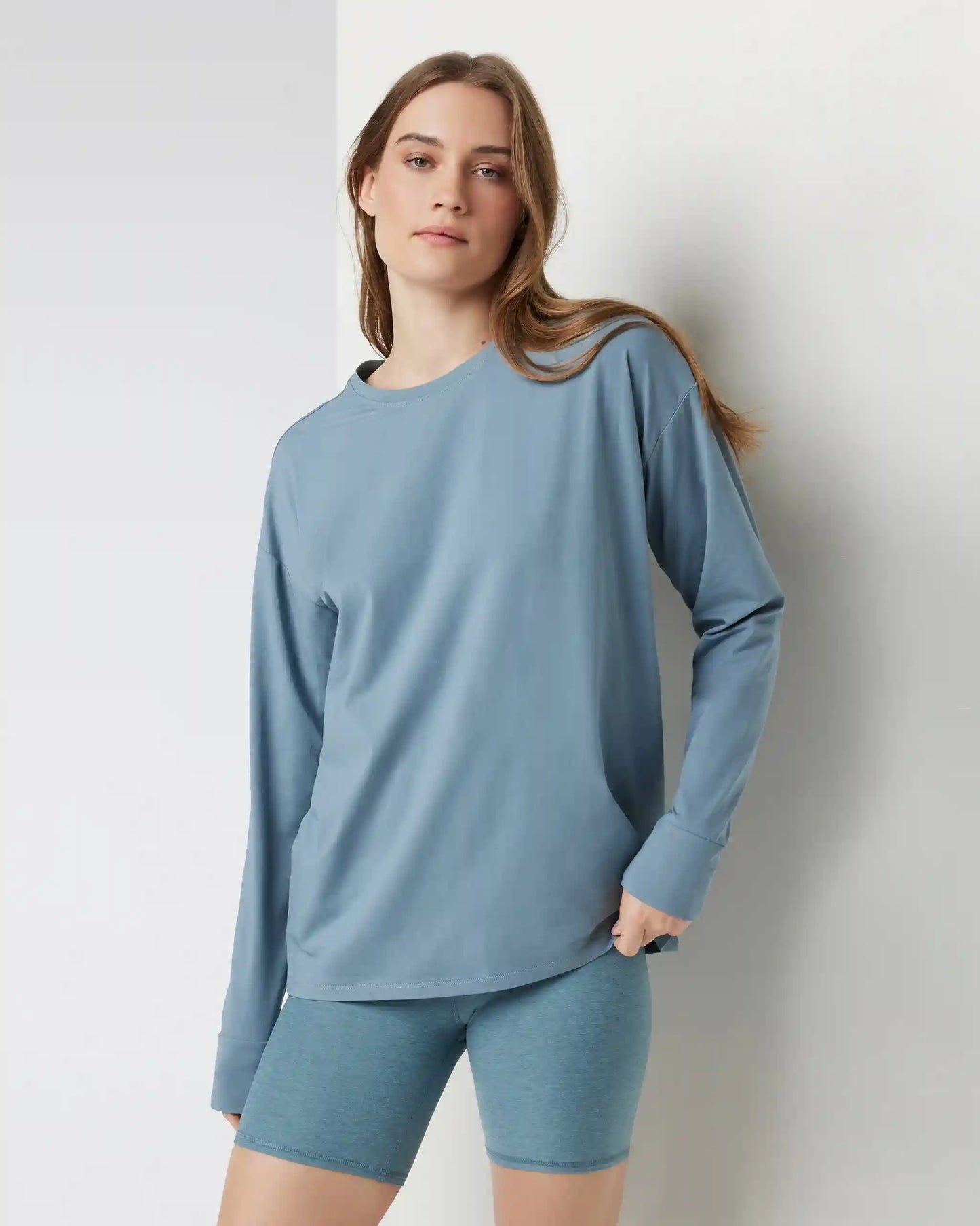 Long-Sleeve Feather Tee | Smoke Blue