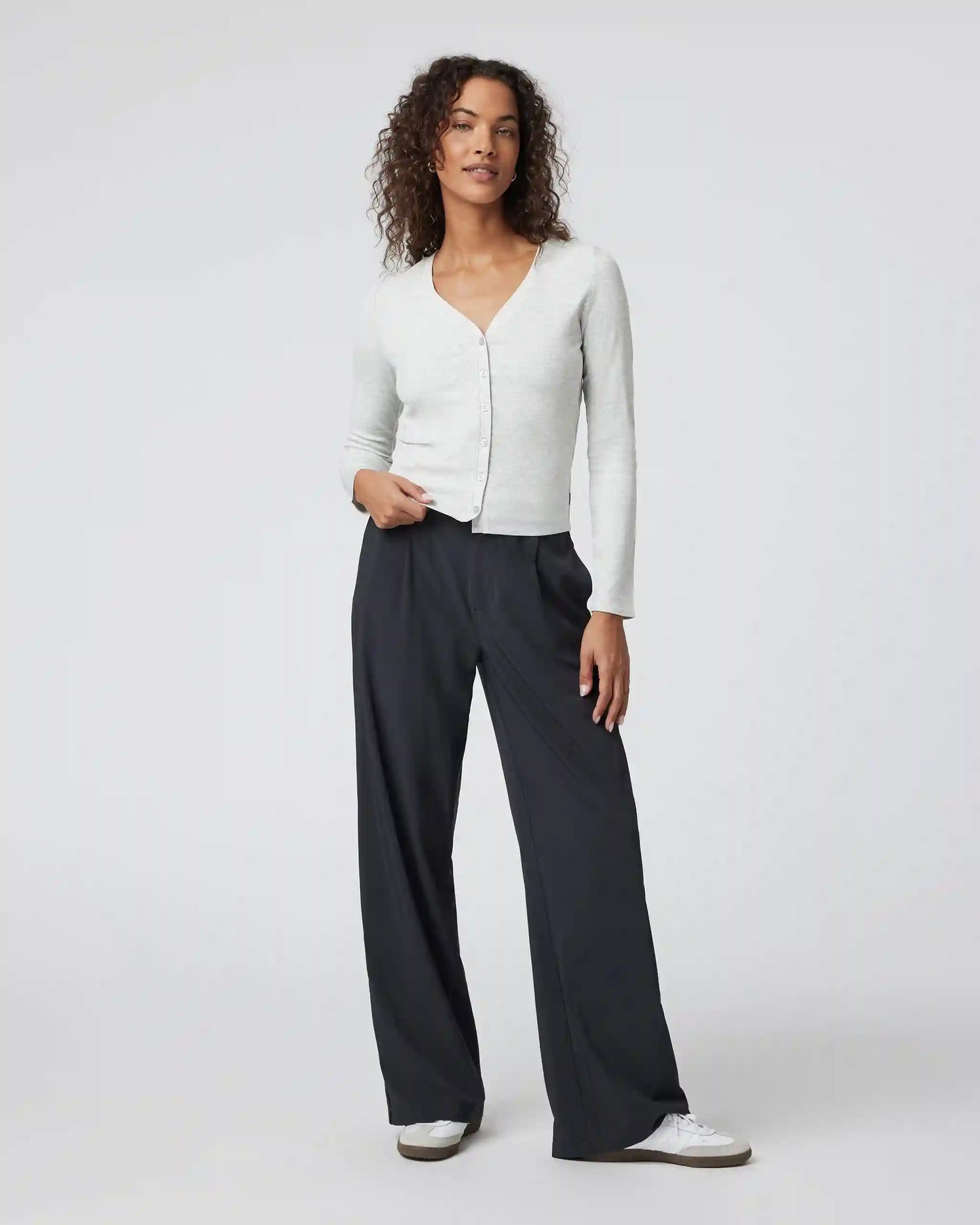 Long Sleeve Pose Cardigan | White Heather Grey