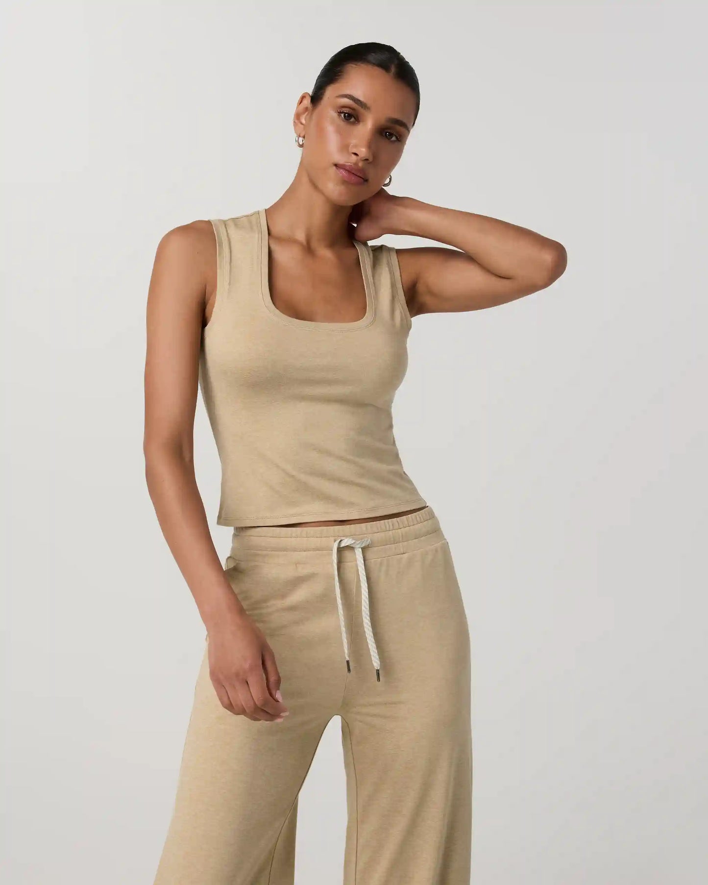 Halo Essential Scoop Tank | Khaki Heather