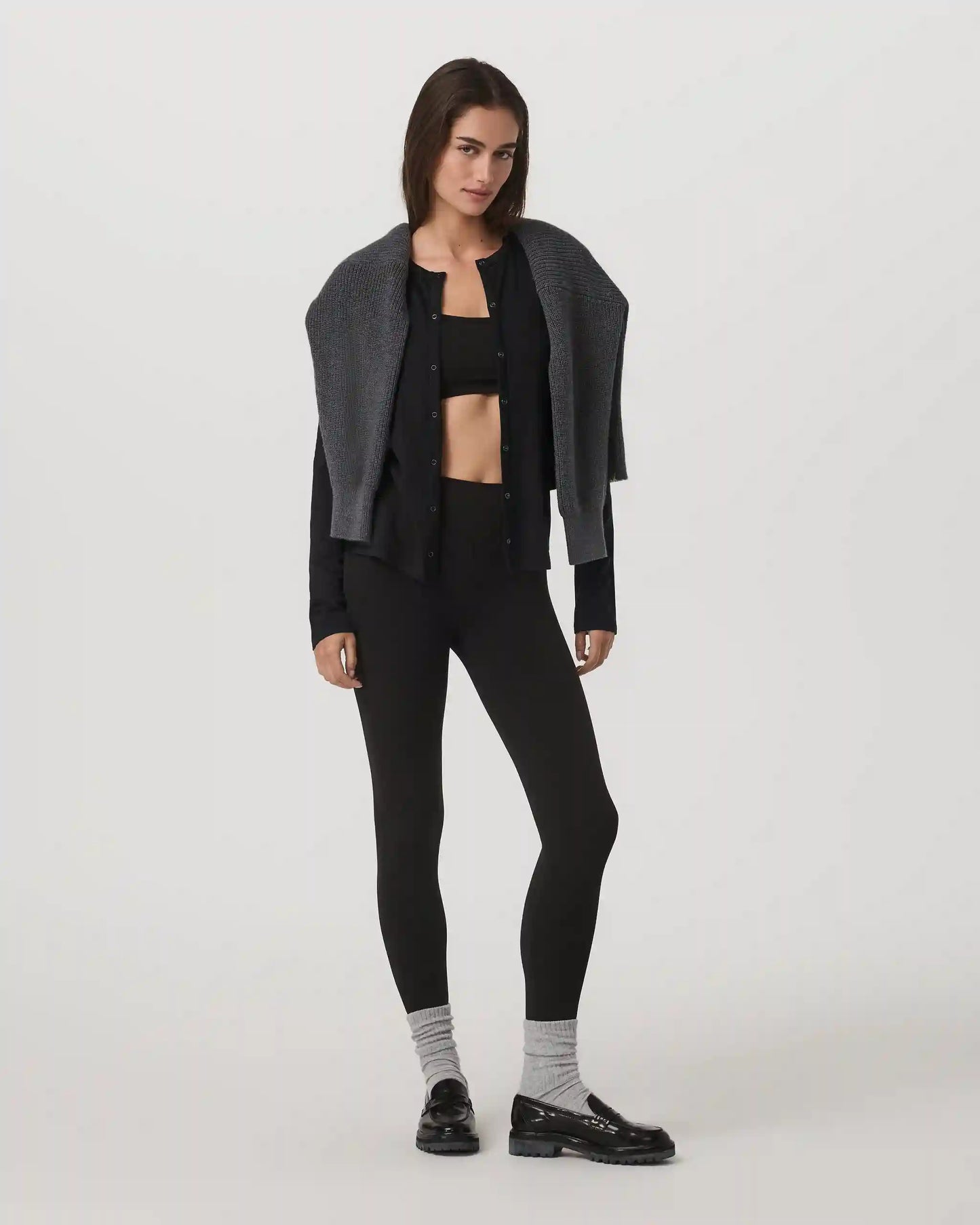 Long Sleeve Halo Snap Cardigan | Black Heather