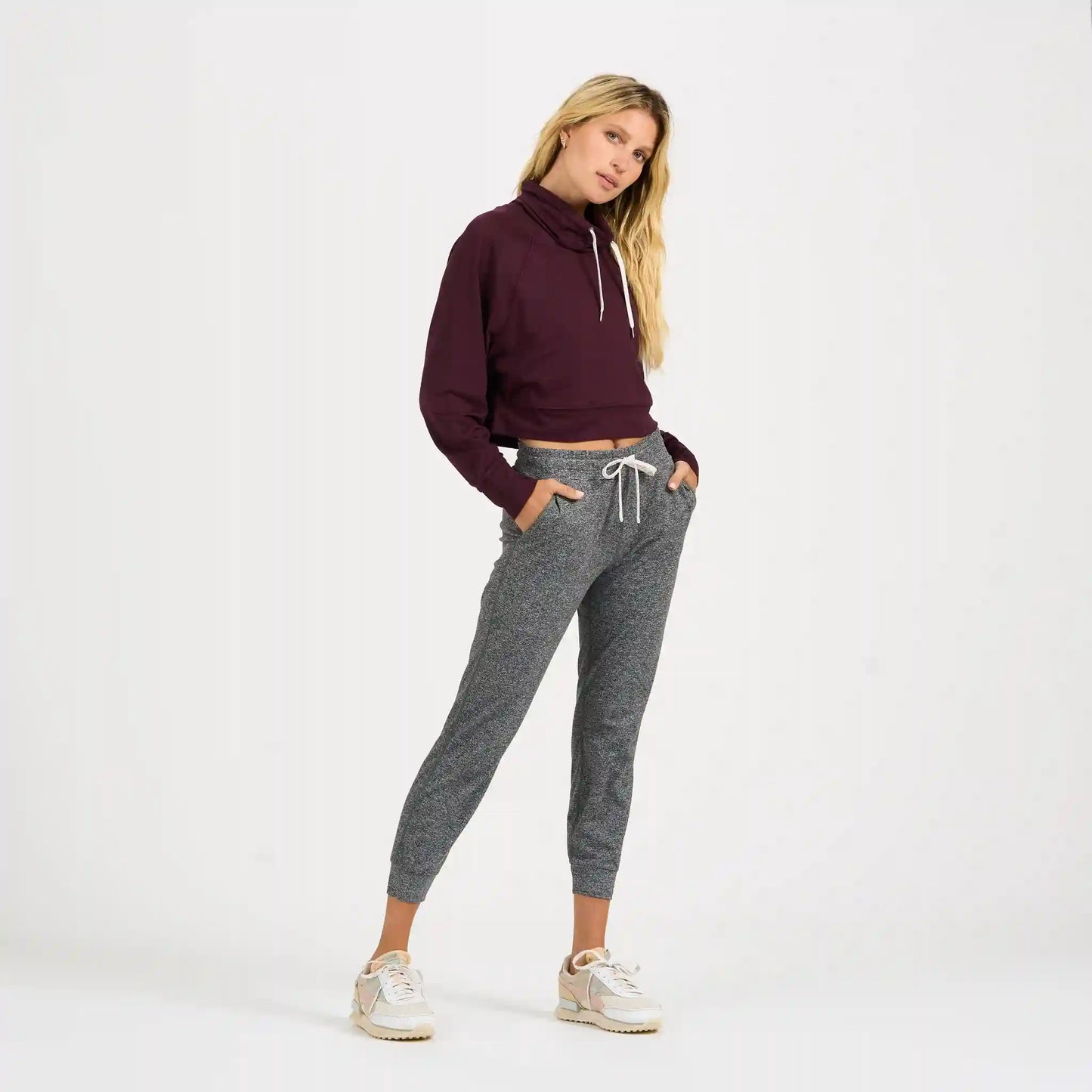 Halo Crop Funnel Neck | Cerise Heather