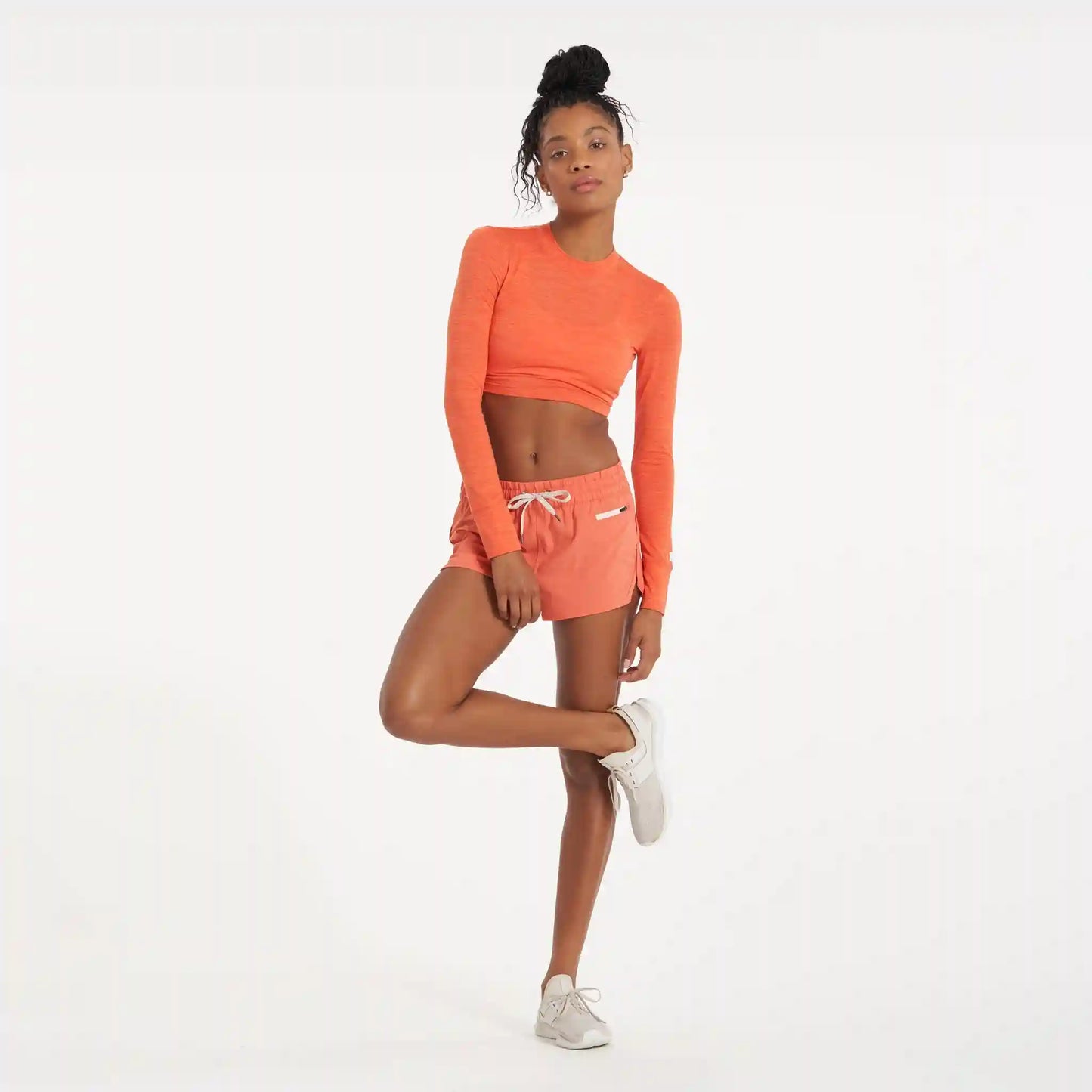 Long-Sleeve Lux Crop Tee | Grapefruit Heather