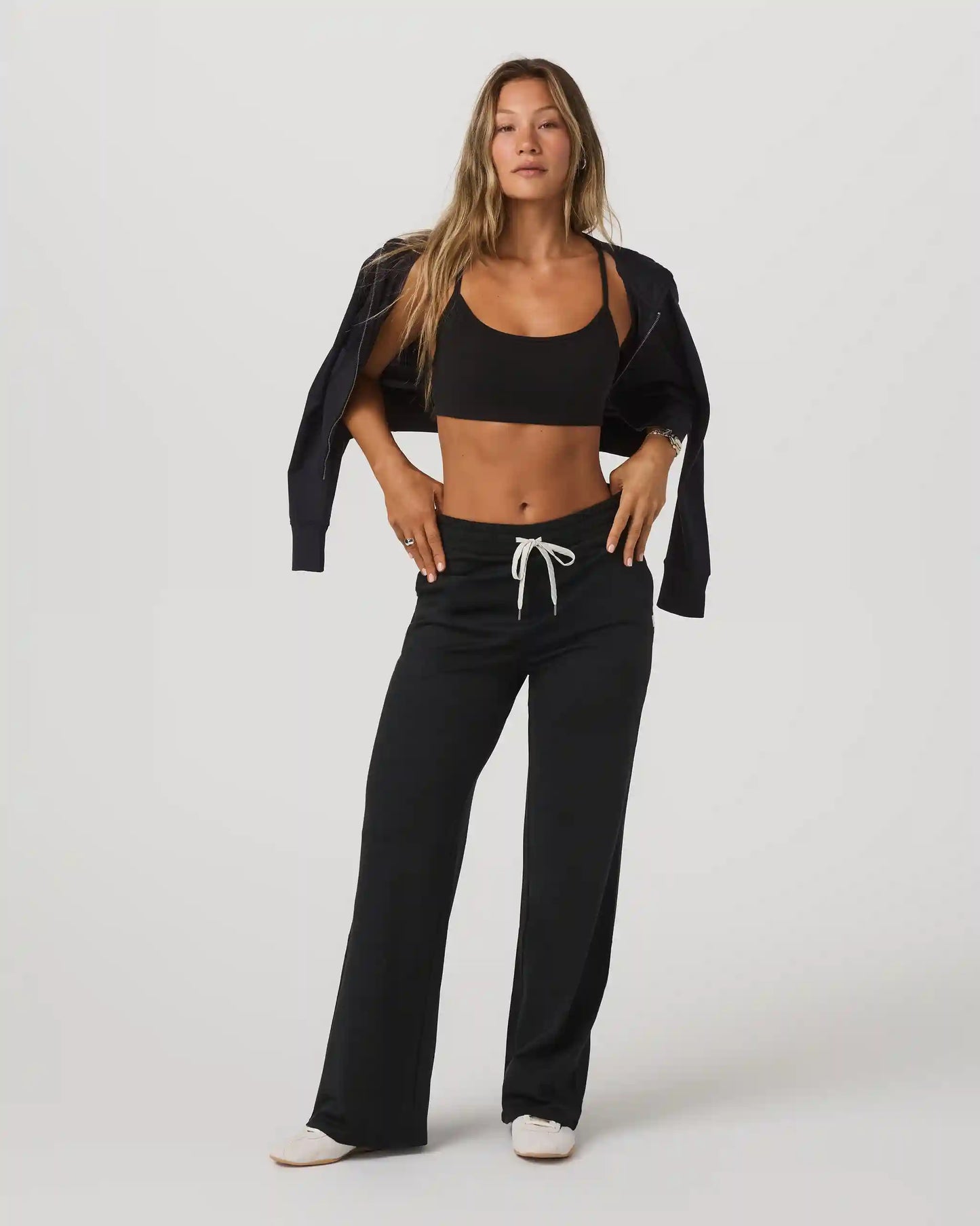Halo Essential Wideleg Pant - Long | Black Heather