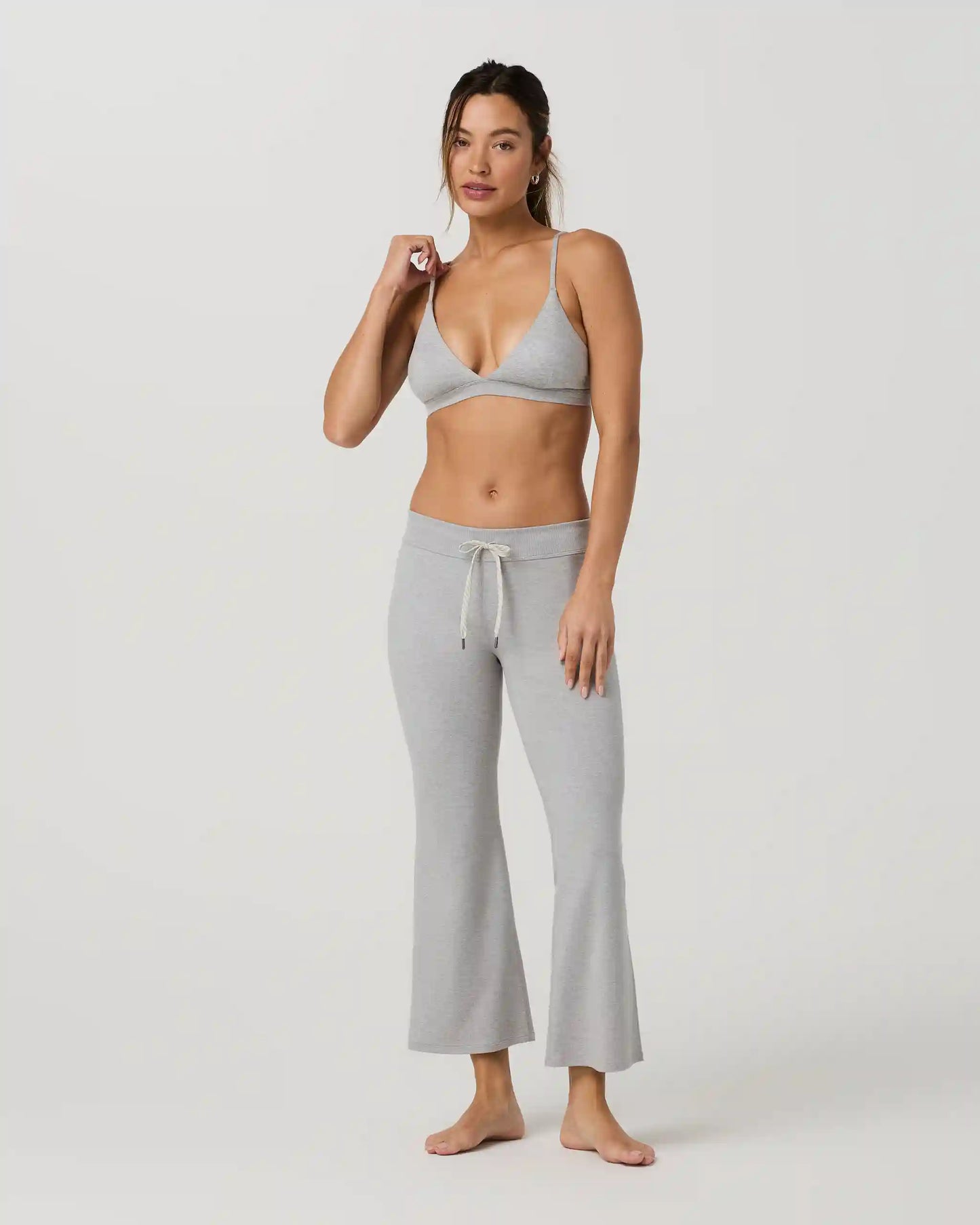 Halo Slim Flare Ankle Pant | Pale Grey Heather