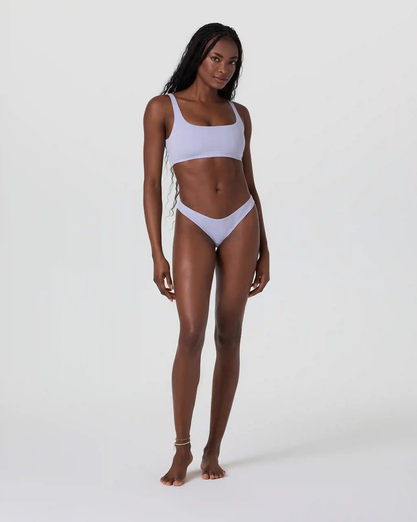 Encinitas Plaid Bikini Top | Lavender Mist