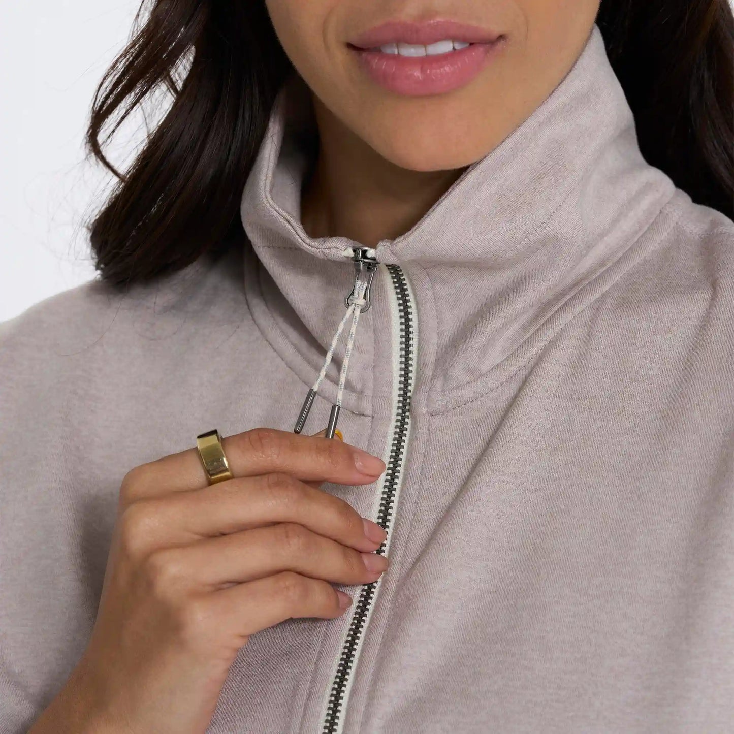 Halo Relaxed Half Zip | Oyster Heather
