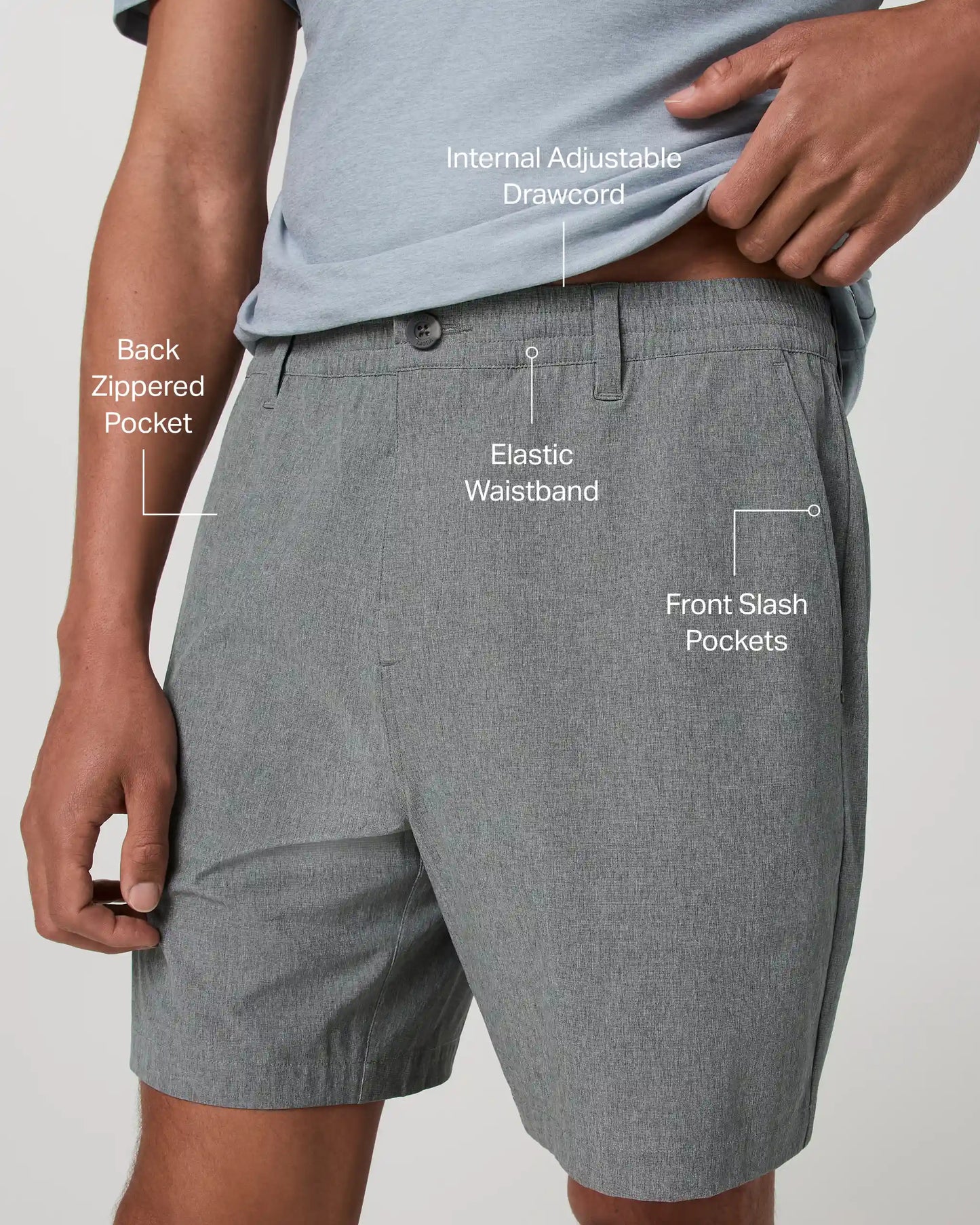 Aim Elastic Waist Short 7" | Concrete Linen Texture