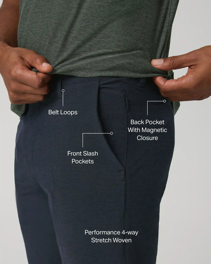 Aim Trouser Athletic Slim Fit 32" | Navy Linen Texture
