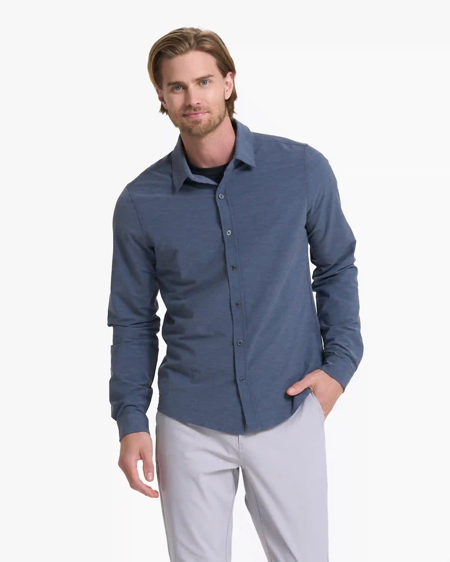 Long Sleeve Bridge Button Down | Azure