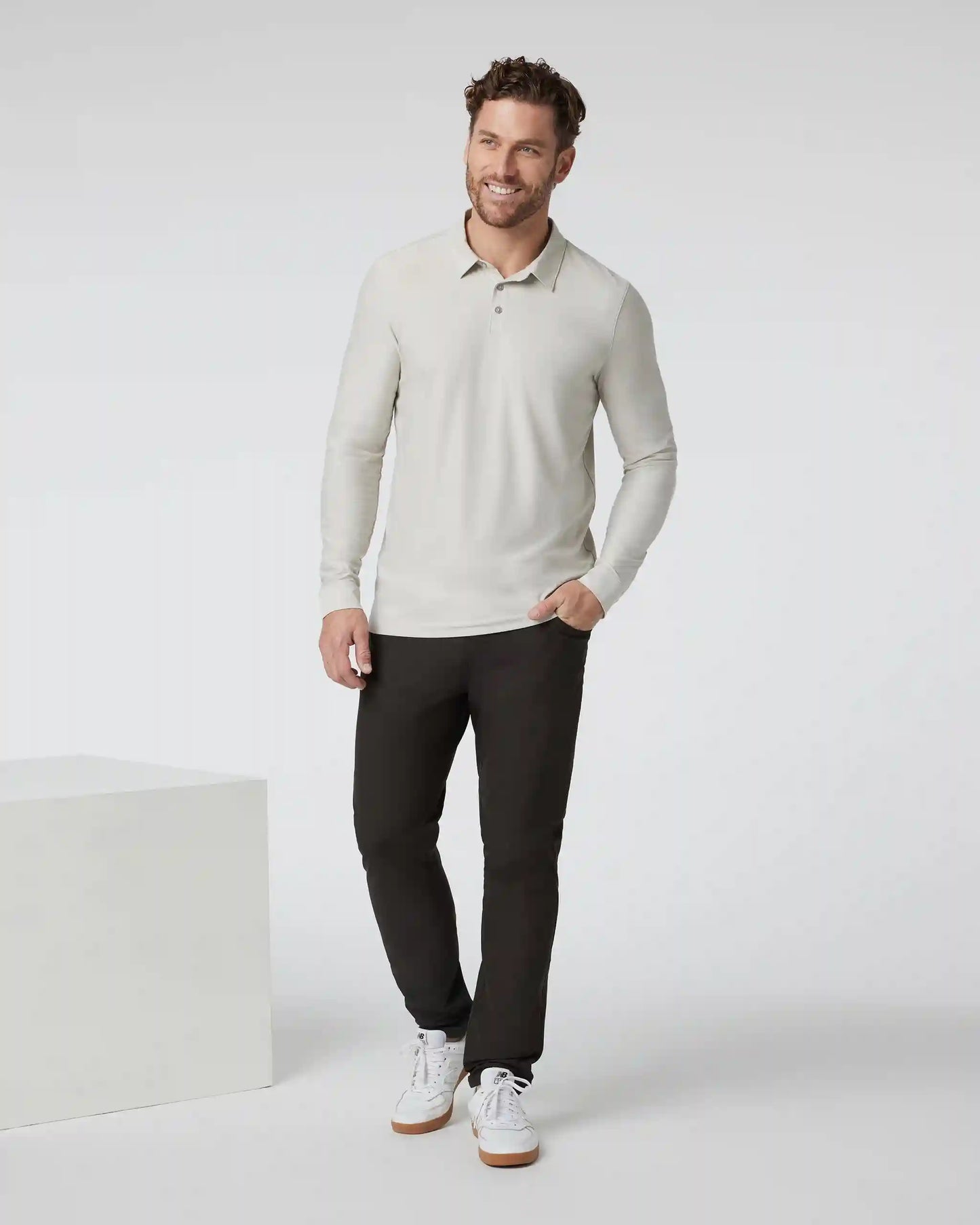 Long Sleeve Strato Tech Polo | Salt Heather