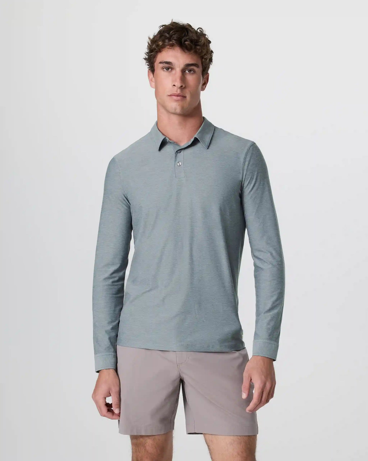 Long Sleeve Strato Tech Polo | Dusty Blue Heather