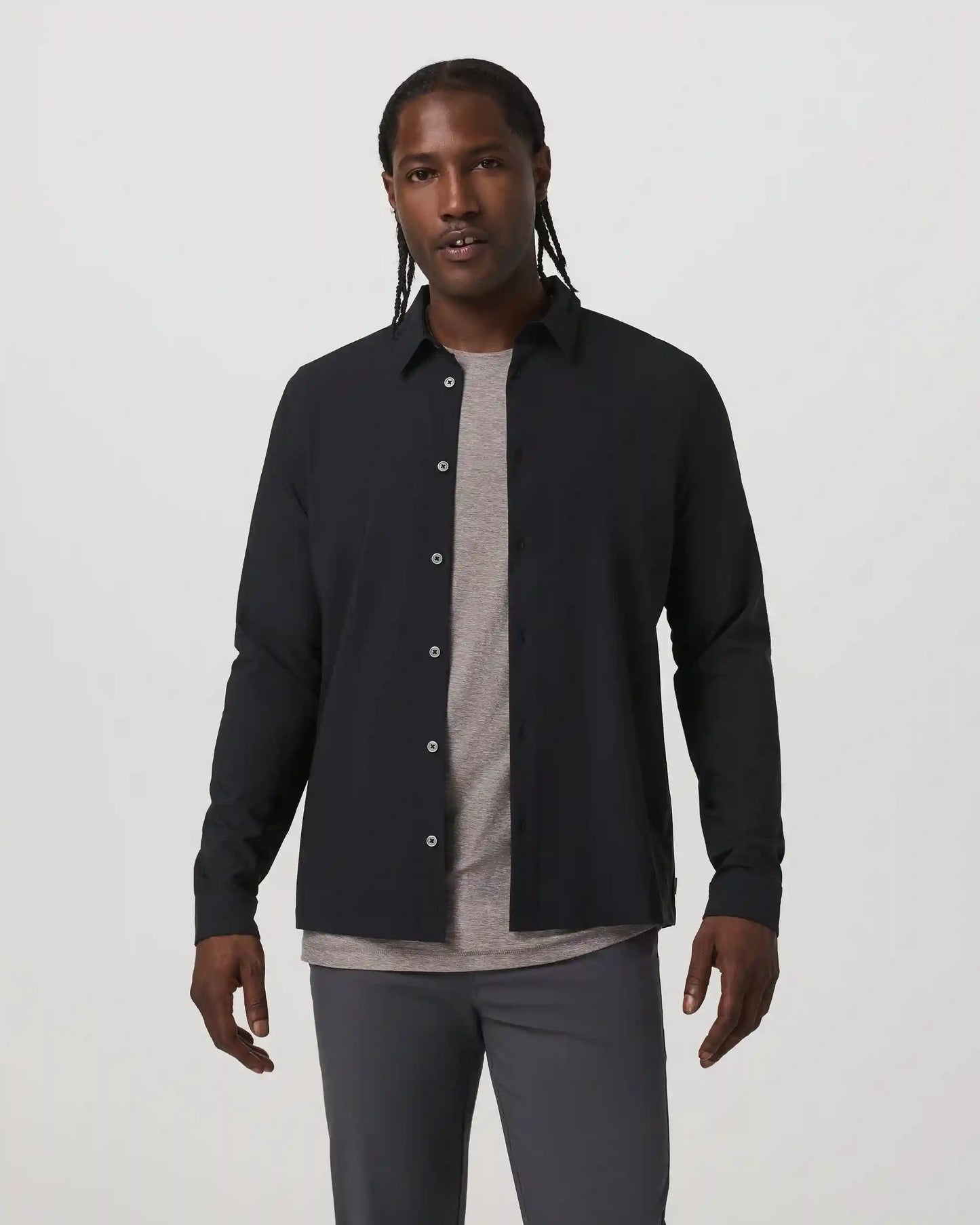 Long Sleeve Manhattan Button Down | Black
