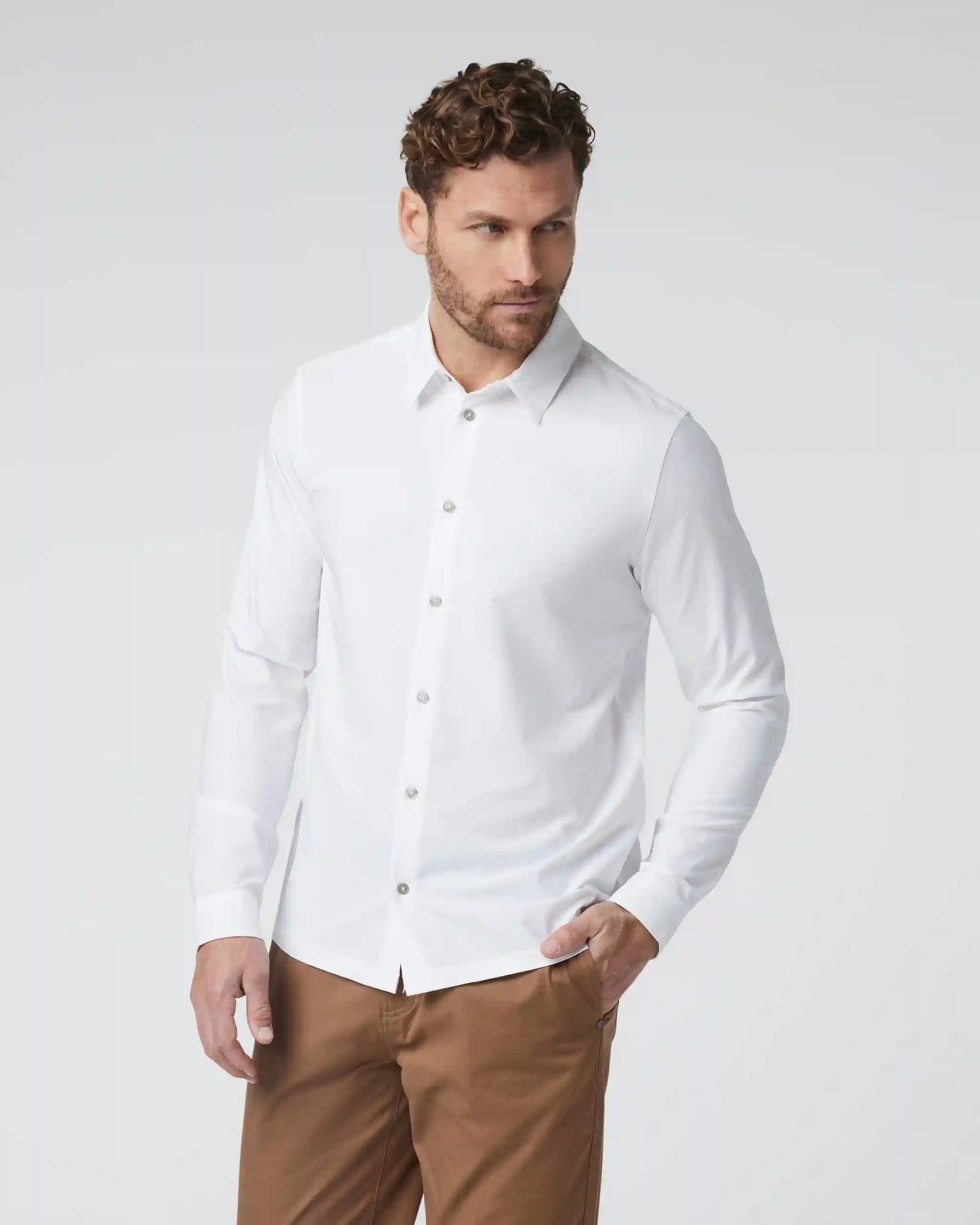 Long Sleeve Manhattan Button Down | White