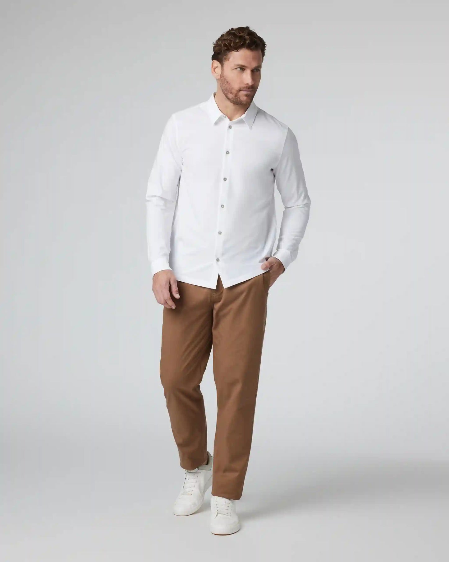 Long Sleeve Manhattan Button Down | White