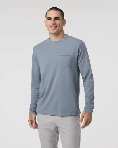 Long Sleeve Men's Feather Tee | Dusty Blue