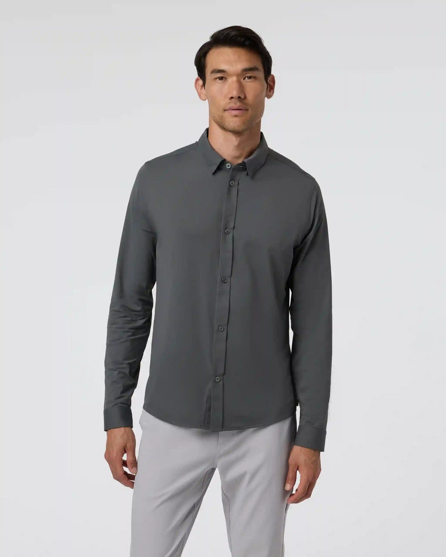 Long Sleeve TravelLite Button Down | Dark Pewter