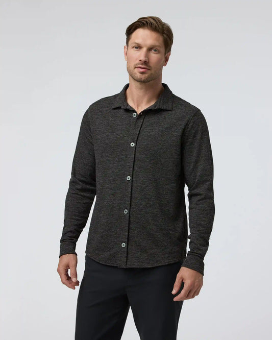 Long Sleeve North Beach Button Down | Black Heather