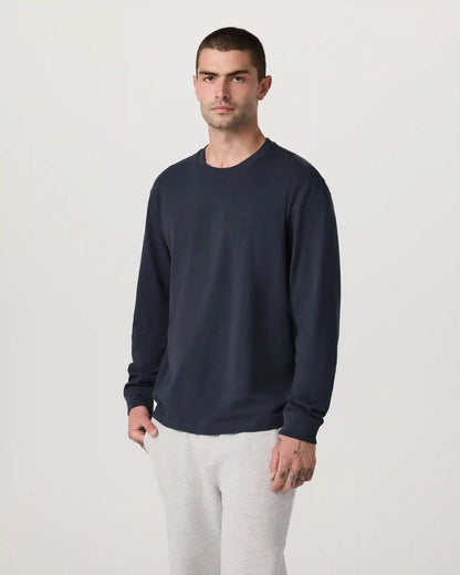 Long Sleeve Vuori Heavyweight Cotton Tee - Relaxed Fit | Navy