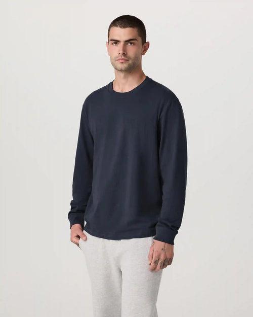 Long Sleeve Vuori Heavyweight Cotton Tee - Relaxed Fit | Navy
