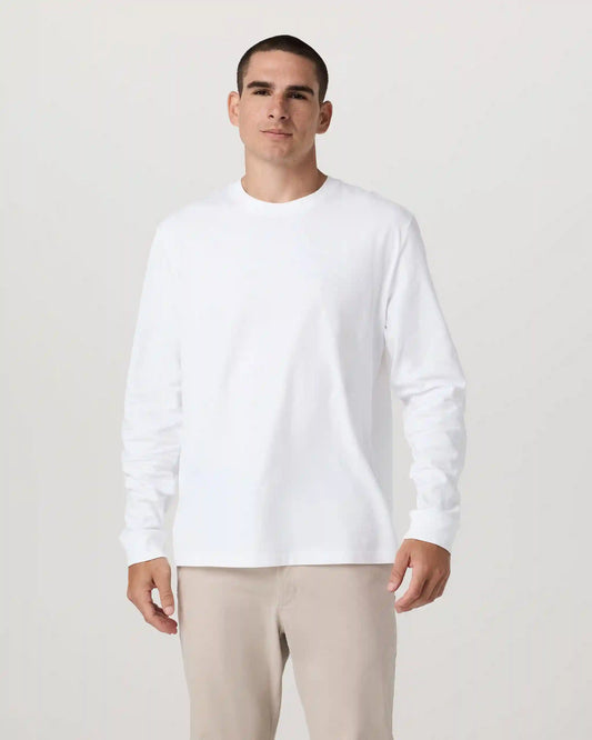 Long Sleeve Vuori Heavyweight Cotton Tee - Relaxed Fit | White