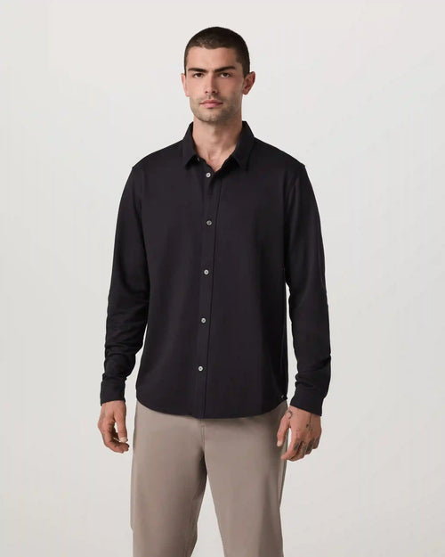 Long Sleeve Knit Oxford Button Down - Classic Fit | Black