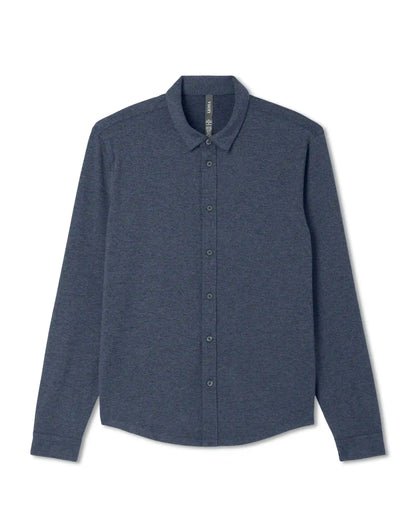 Long Sleeve Ponto Button Down Shirt | Azure Heather