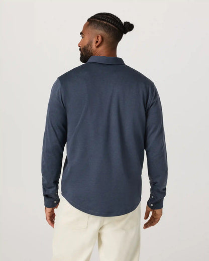 Long Sleeve Ponto Button Down Shirt | Azure Heather