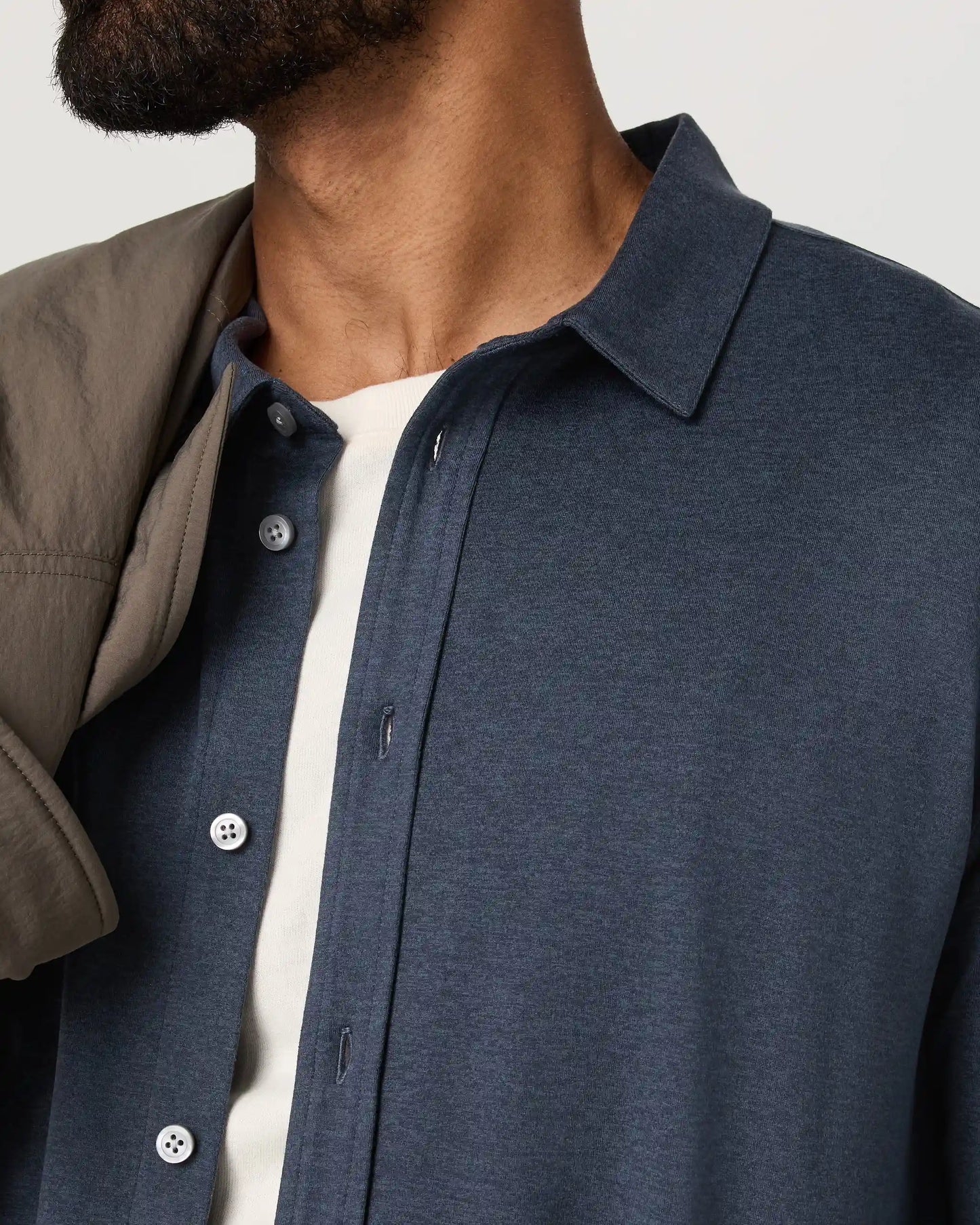 Long Sleeve Ponto Button Down Shirt | Azure Heather