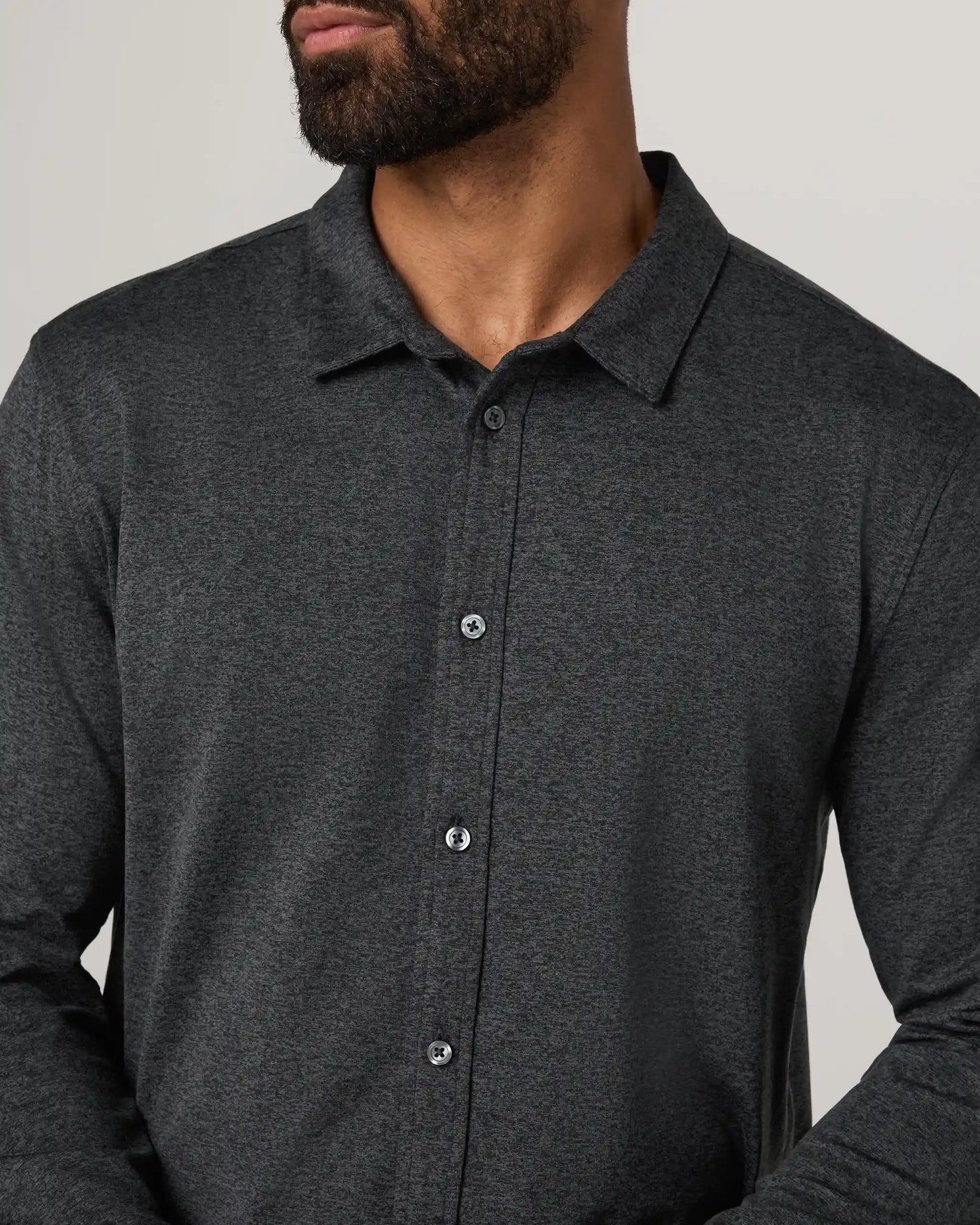 Long Sleeve Ponto Button Down Shirt | Charcoal Heather