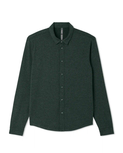 Long Sleeve Ponto Button Down Shirt | Evergreen Heather