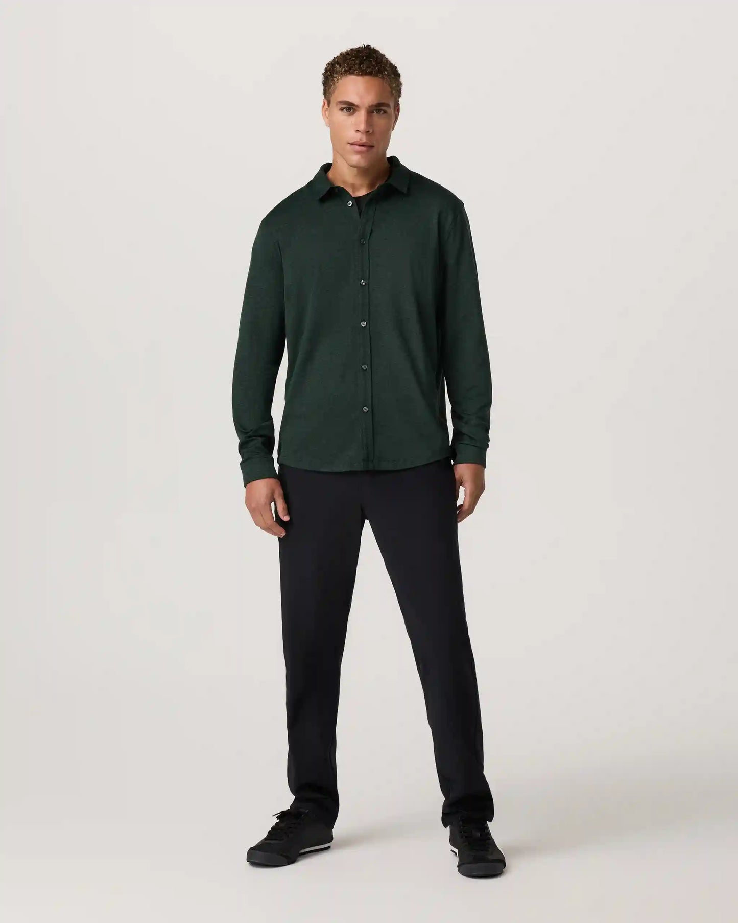 Long Sleeve Ponto Button Down Shirt | Evergreen Heather
