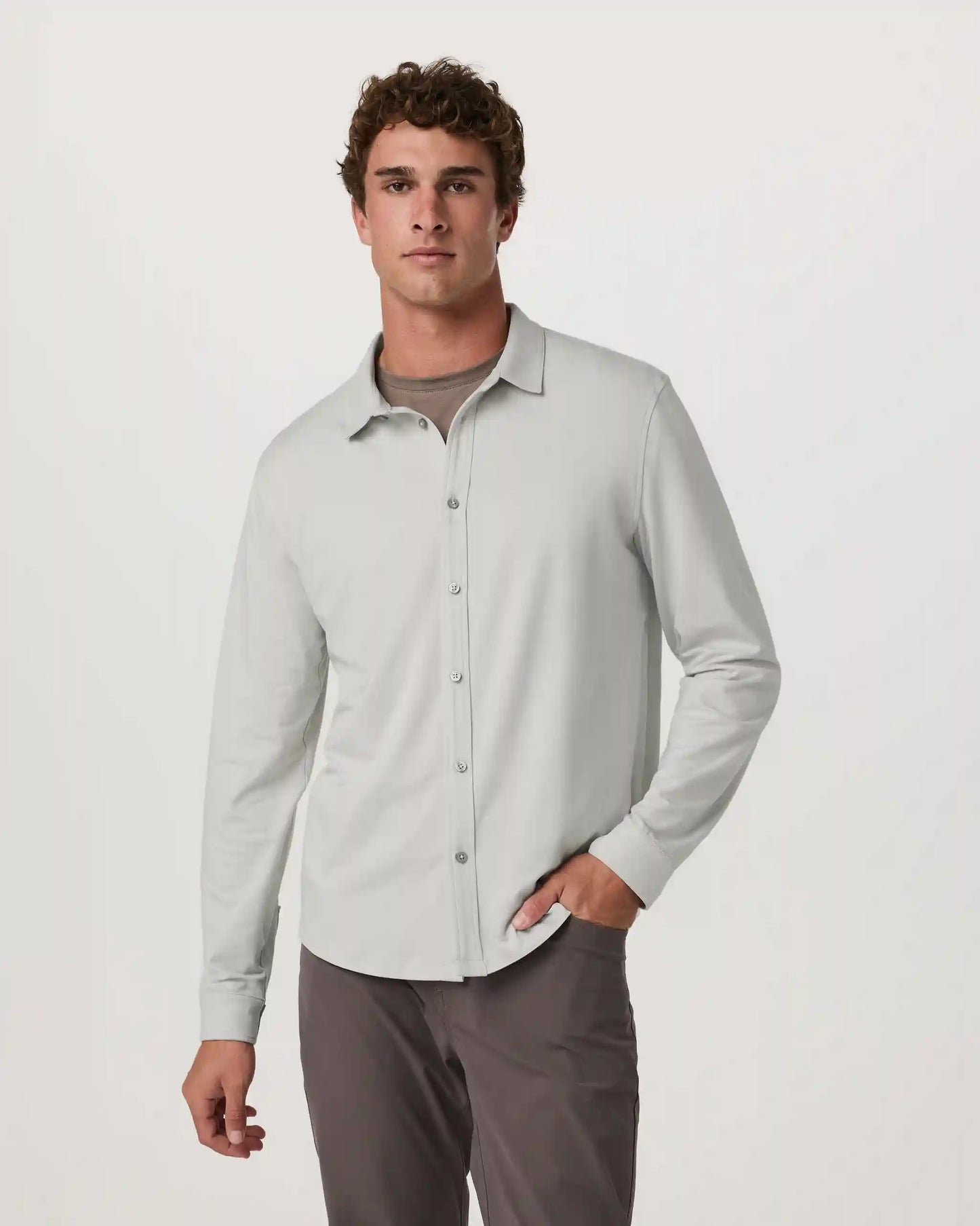 Long Sleeve Ponto Button Down Shirt | Salt Heather