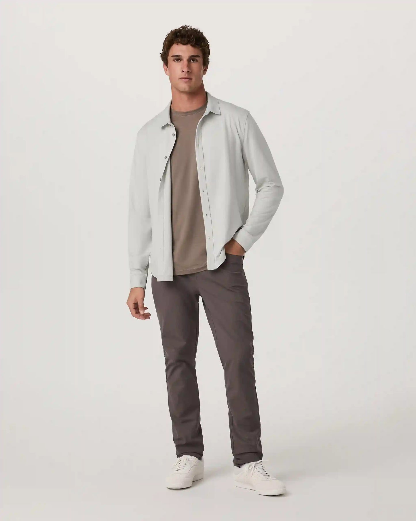Long Sleeve Ponto Button Down Shirt | Salt Heather