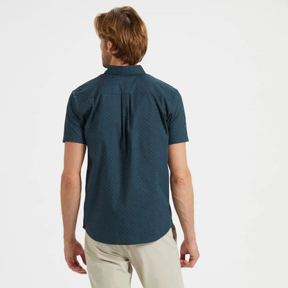 Crest Short-Sleeve Button-Down | Indigo Micro Dot