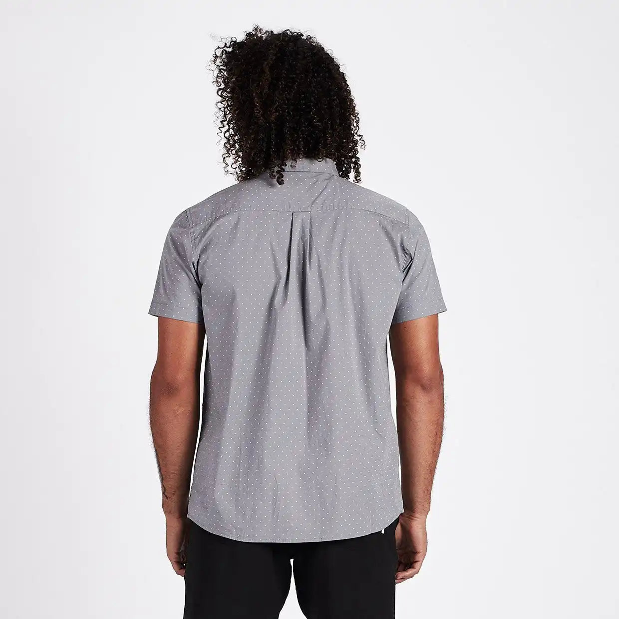 Crest Short Sleeve Button-Down | Grey Micro Dot