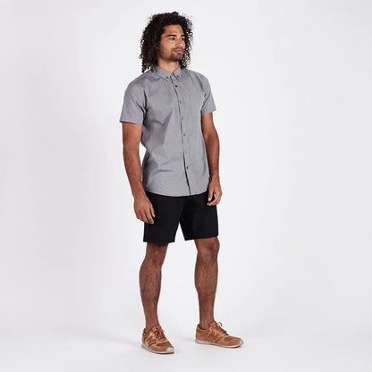 Crest Short Sleeve Button-Down | Grey Micro Dot