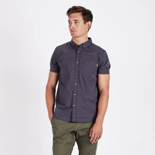 Crest Short Sleeve Button-Down | Navy Micro Dot
