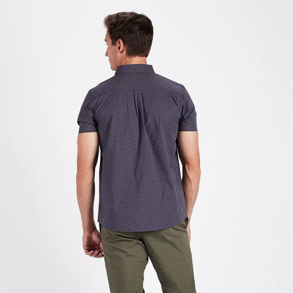 Crest Short Sleeve Button-Down | Navy Micro Dot
