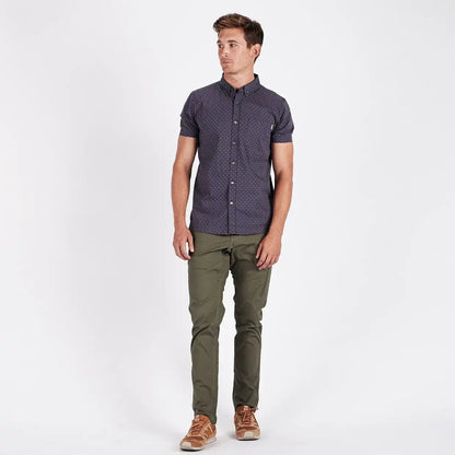 Crest Short Sleeve Button-Down | Navy Micro Dot