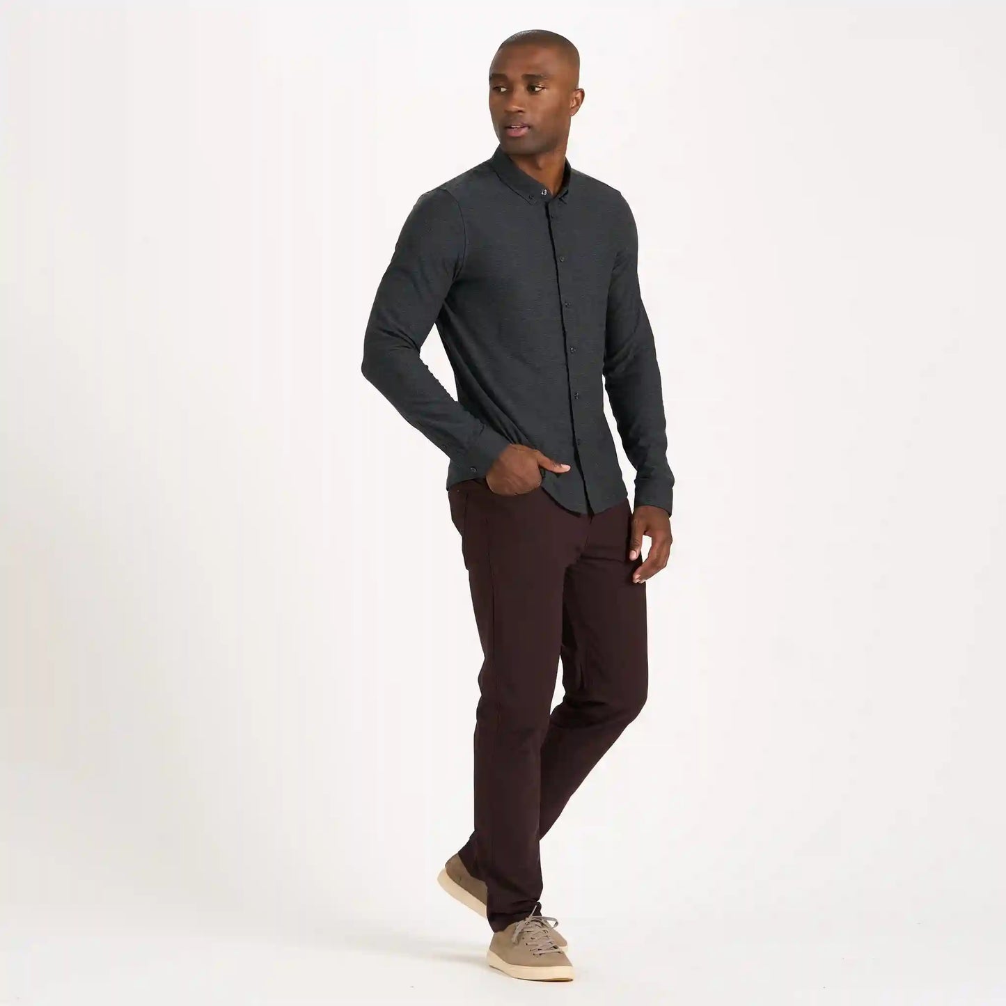 Long Sleeve Strato Button-Down | Charcoal Heather