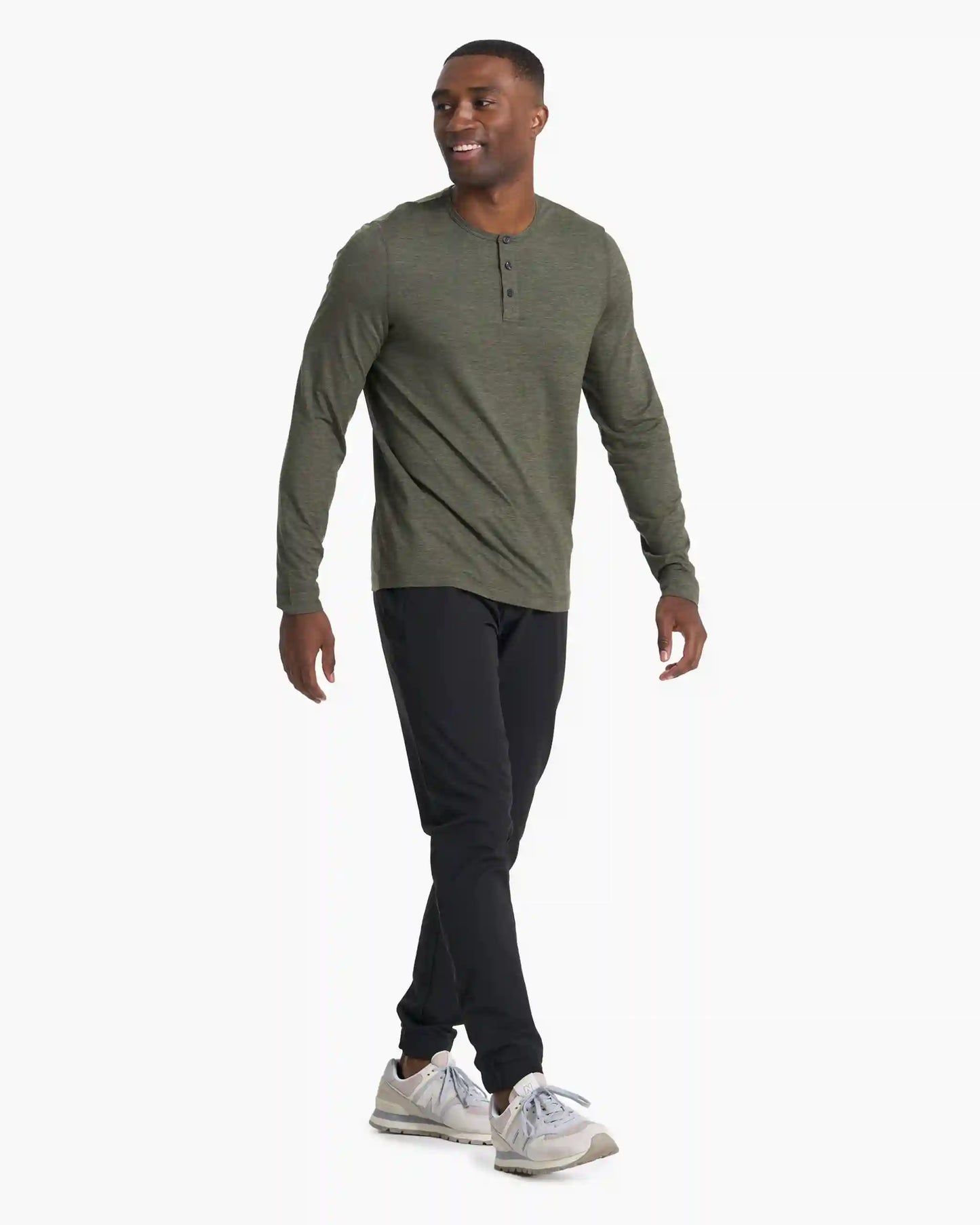 Long-Sleeve Ease Performance Henley | Oregano Heather