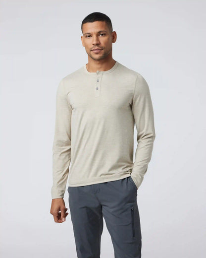 Long Sleeve Ease Performance Henley | Toast Heather