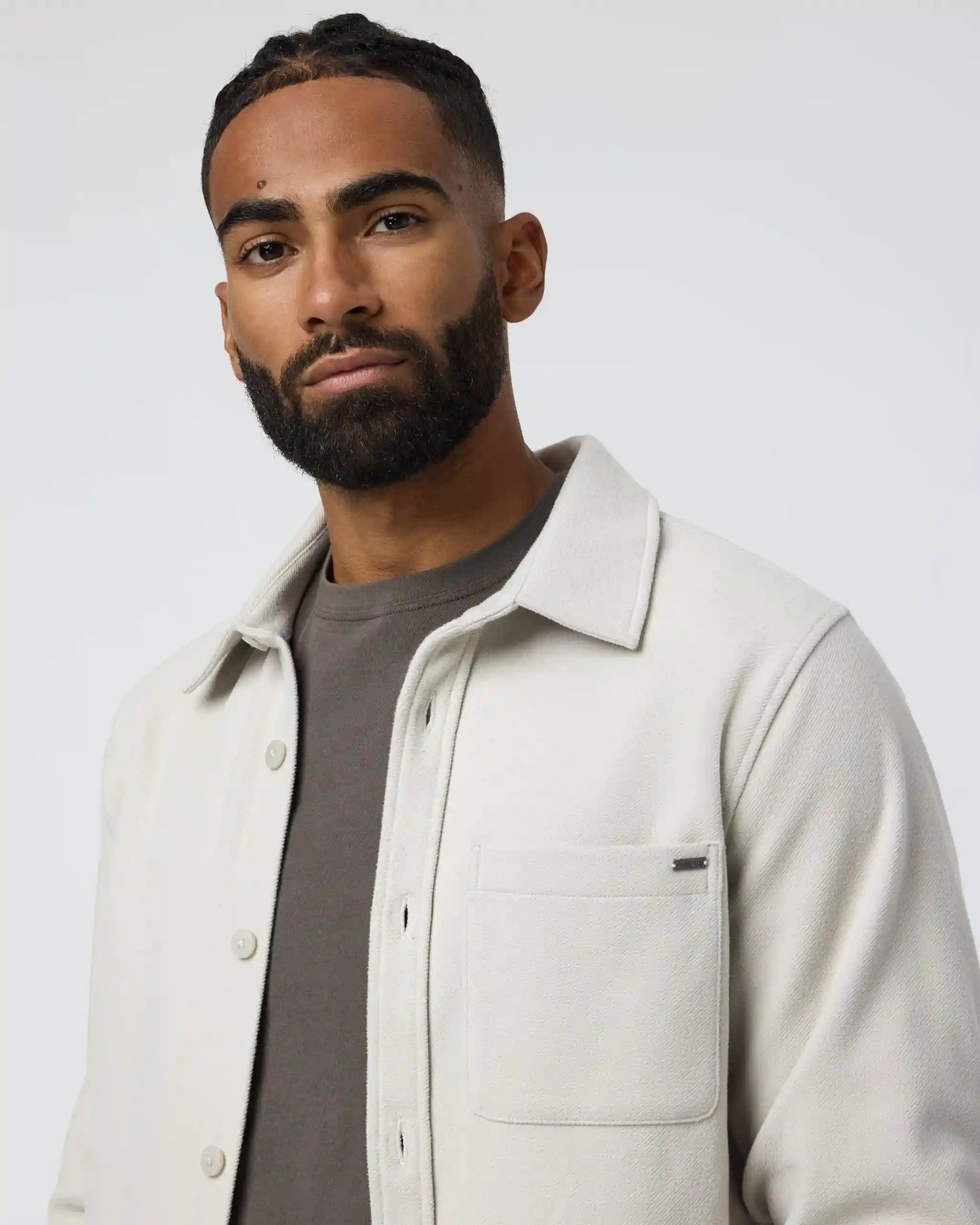 Beldon Shirt Jacket Knit Twill | Oatmeal