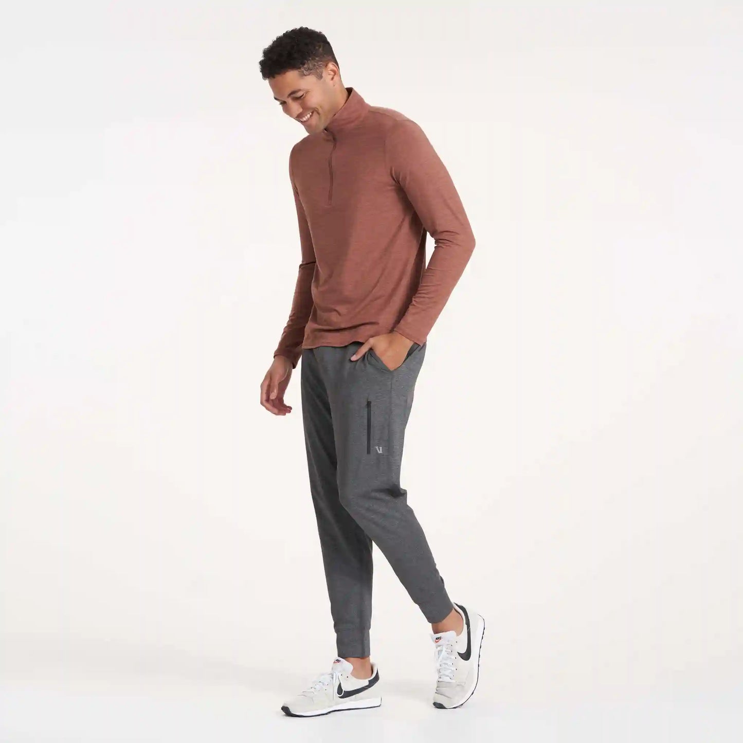 Ease Performance Half Zip | Dark Terracotta Heather