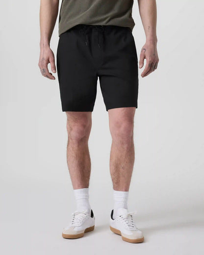 Cascade Crinkle Elastic Waist Short 8" | Black