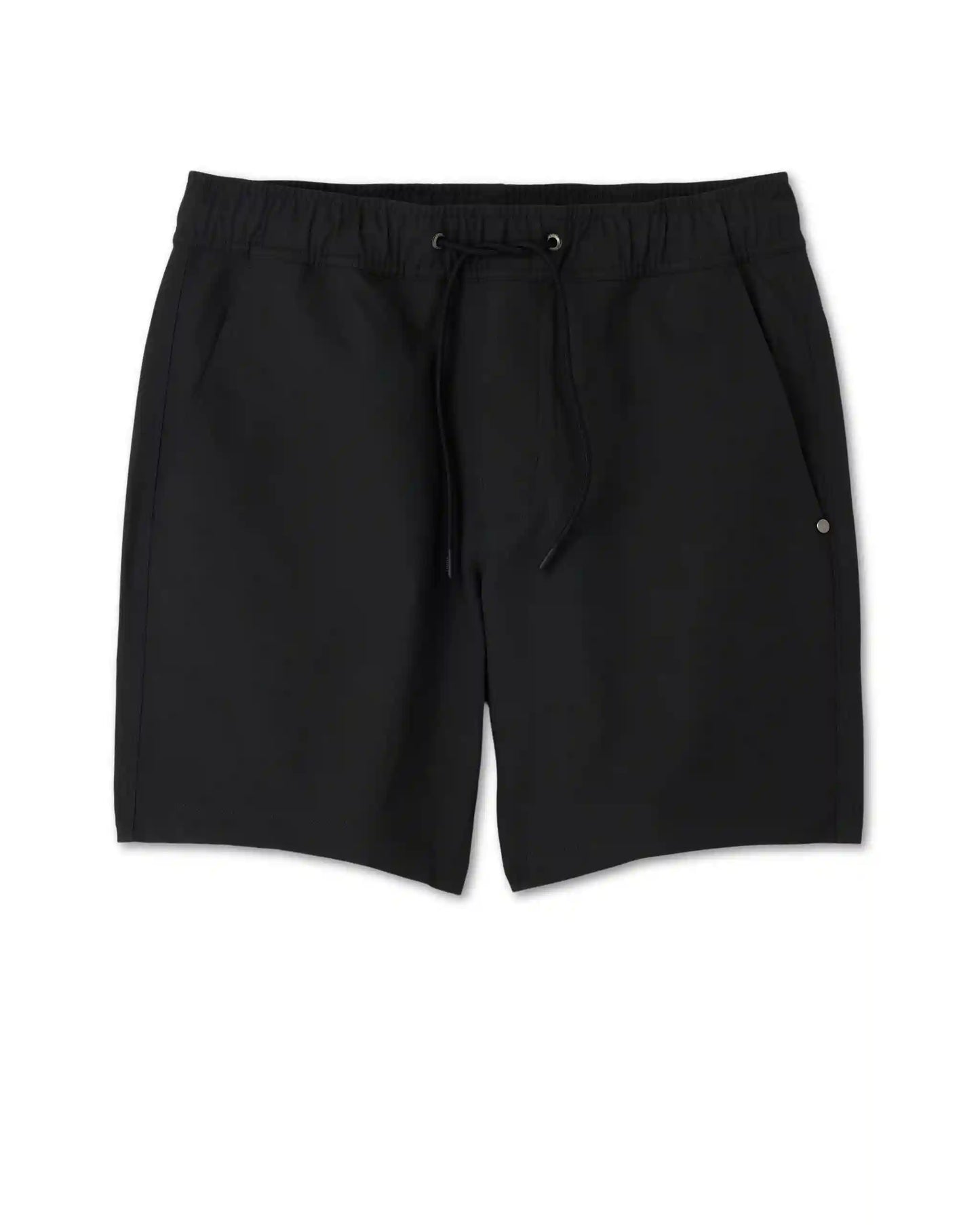 Cascade Crinkle Elastic Waist Short 8" | Black