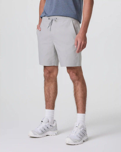 Cascade Crinkle Elastic Waist Short 8" | Fog